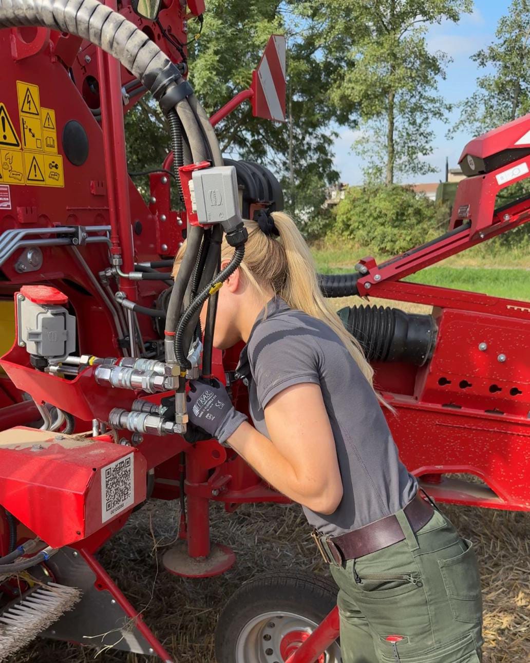 Maintaining farm machinery at Smeaton Hall Farm